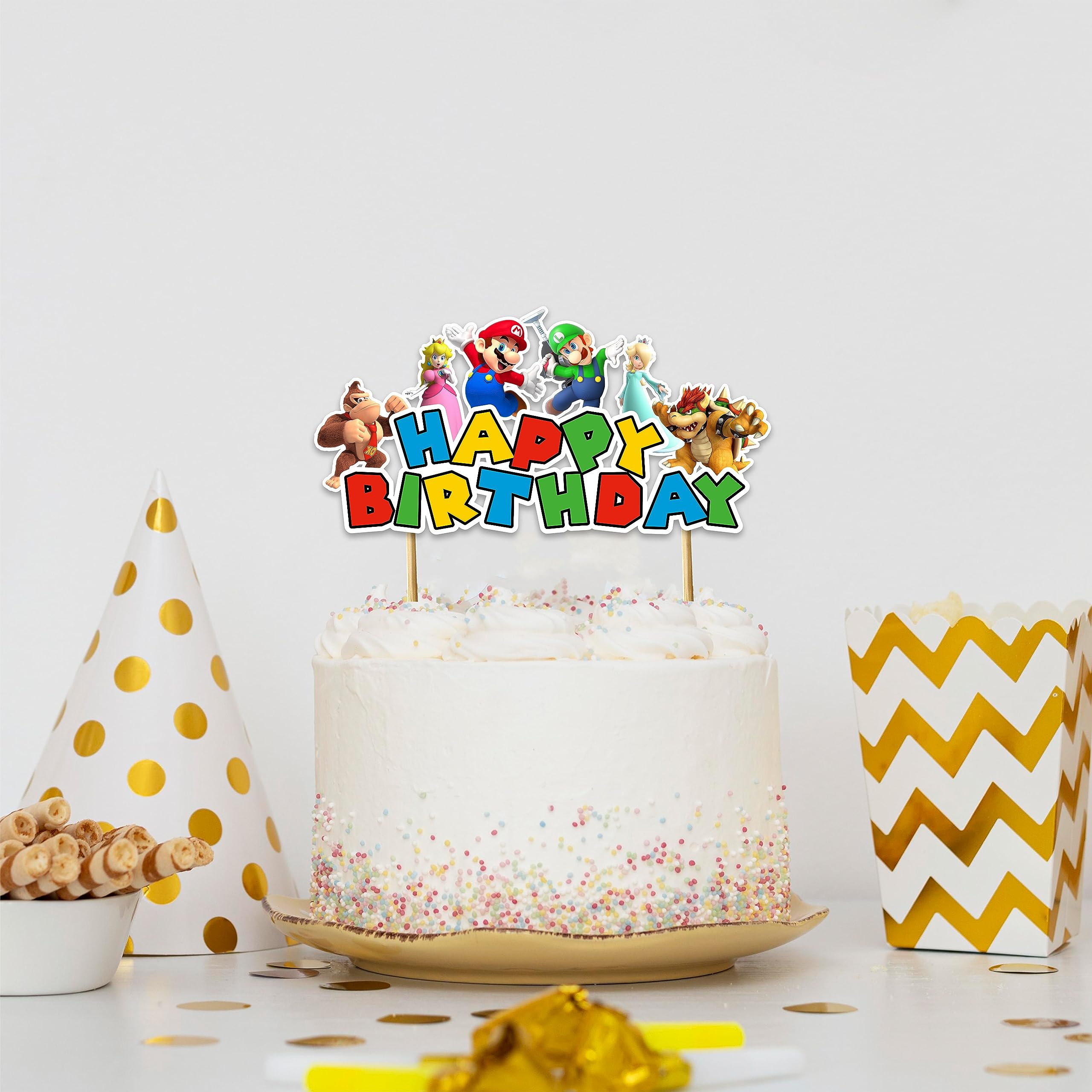 Seyal Vintage Video Game Happy Birthday Cake Topper – Retro Gaming Cake Decor for Parties