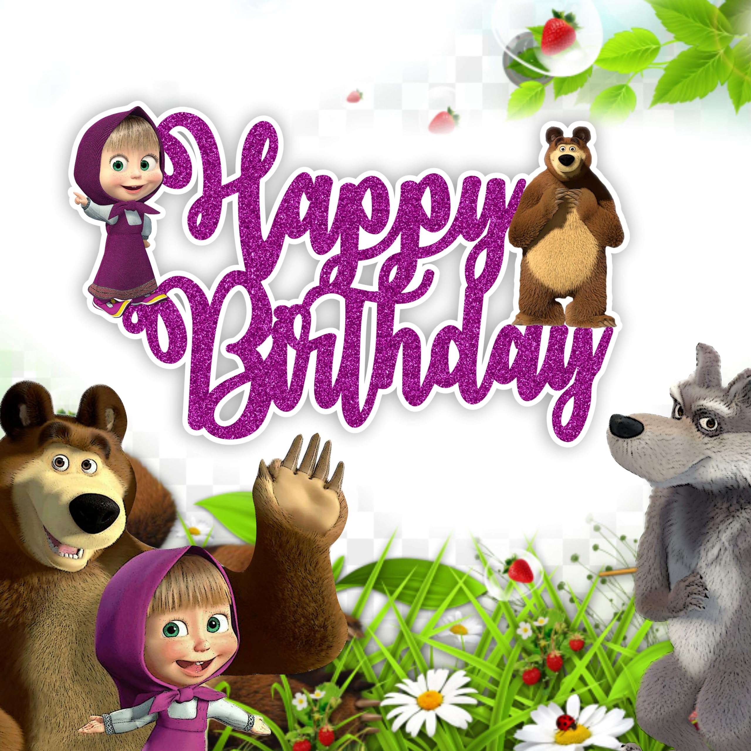Seyal Maasa & the Ber Happy Birthday Cake Topper – Cartoon Theme Decoration