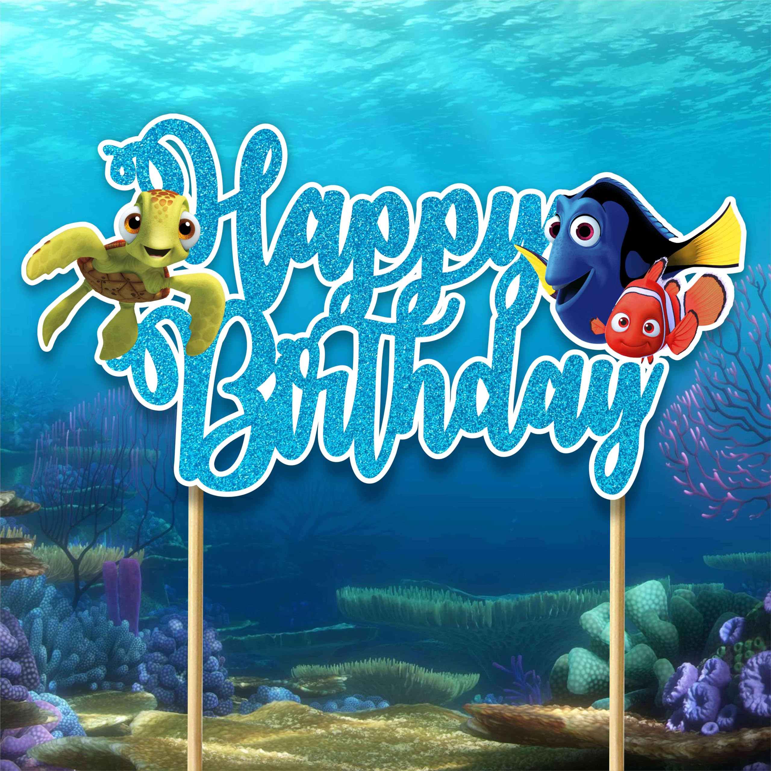 Findng Nmo Happy Birthday Cake Topper – Ocean Theme Clownfish Decor by Seyal