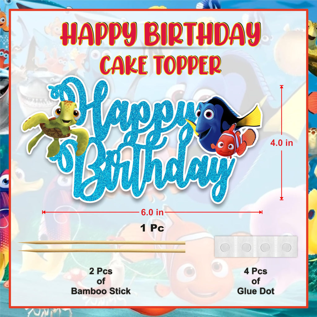 Findng Nmo Happy Birthday Cake Topper – Ocean Theme Clownfish Decor by Seyal