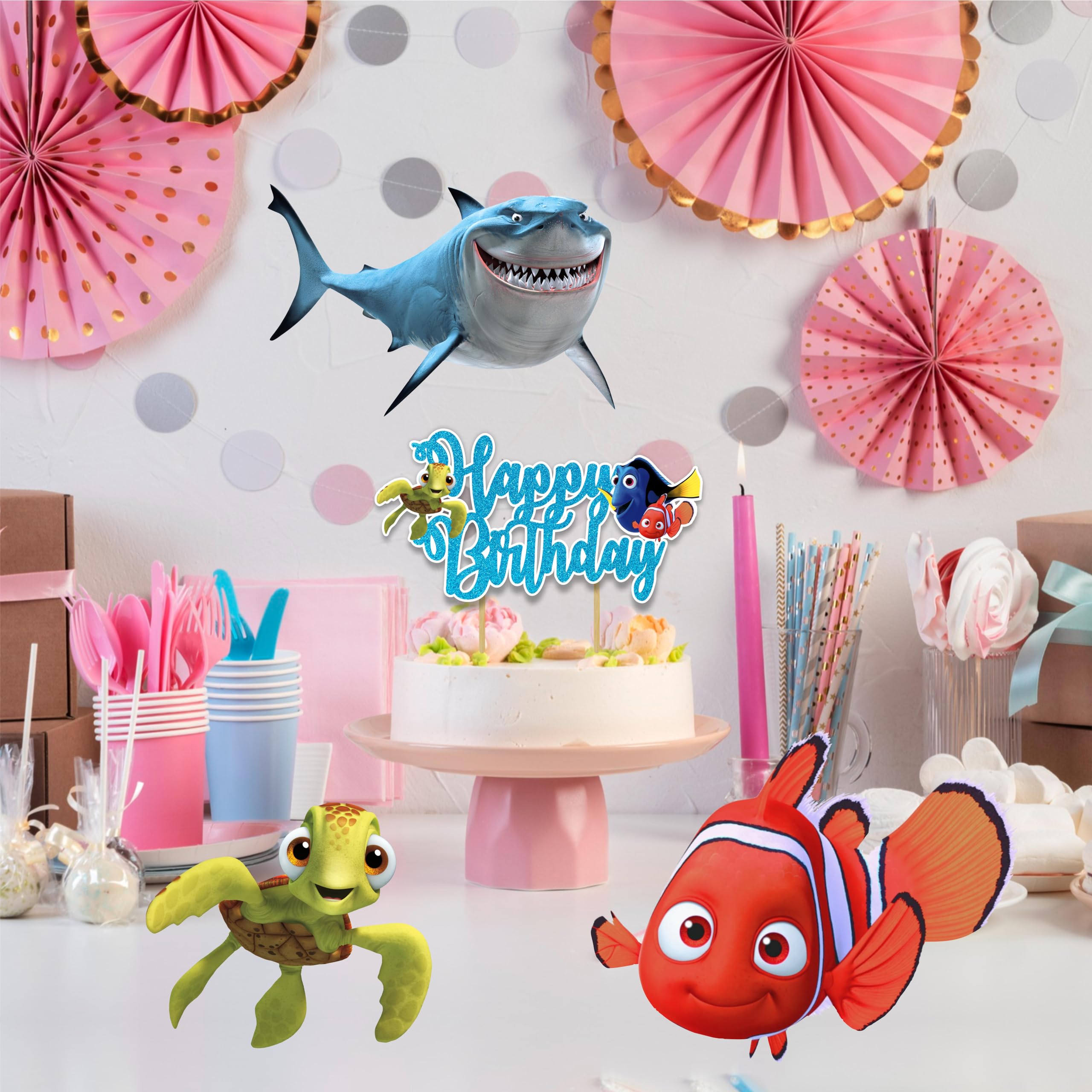 Findng Nmo Happy Birthday Cake Topper – Ocean Theme Clownfish Decor by Seyal