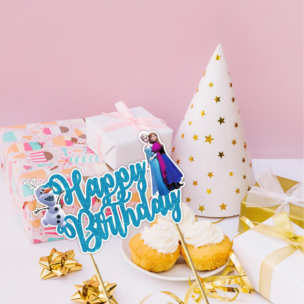Seyal Frozn Happy Birthday Cake Topper – Frozen-Themed Cake Decoration for Kids' Parties
