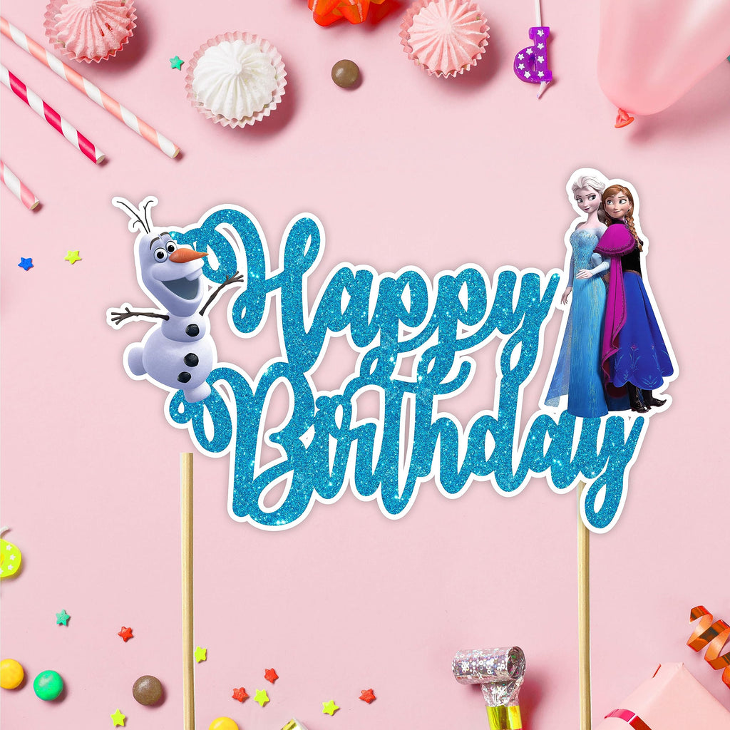 Seyal Frozn Happy Birthday Cake Topper – Frozen-Themed Cake Decoration for Kids' Parties