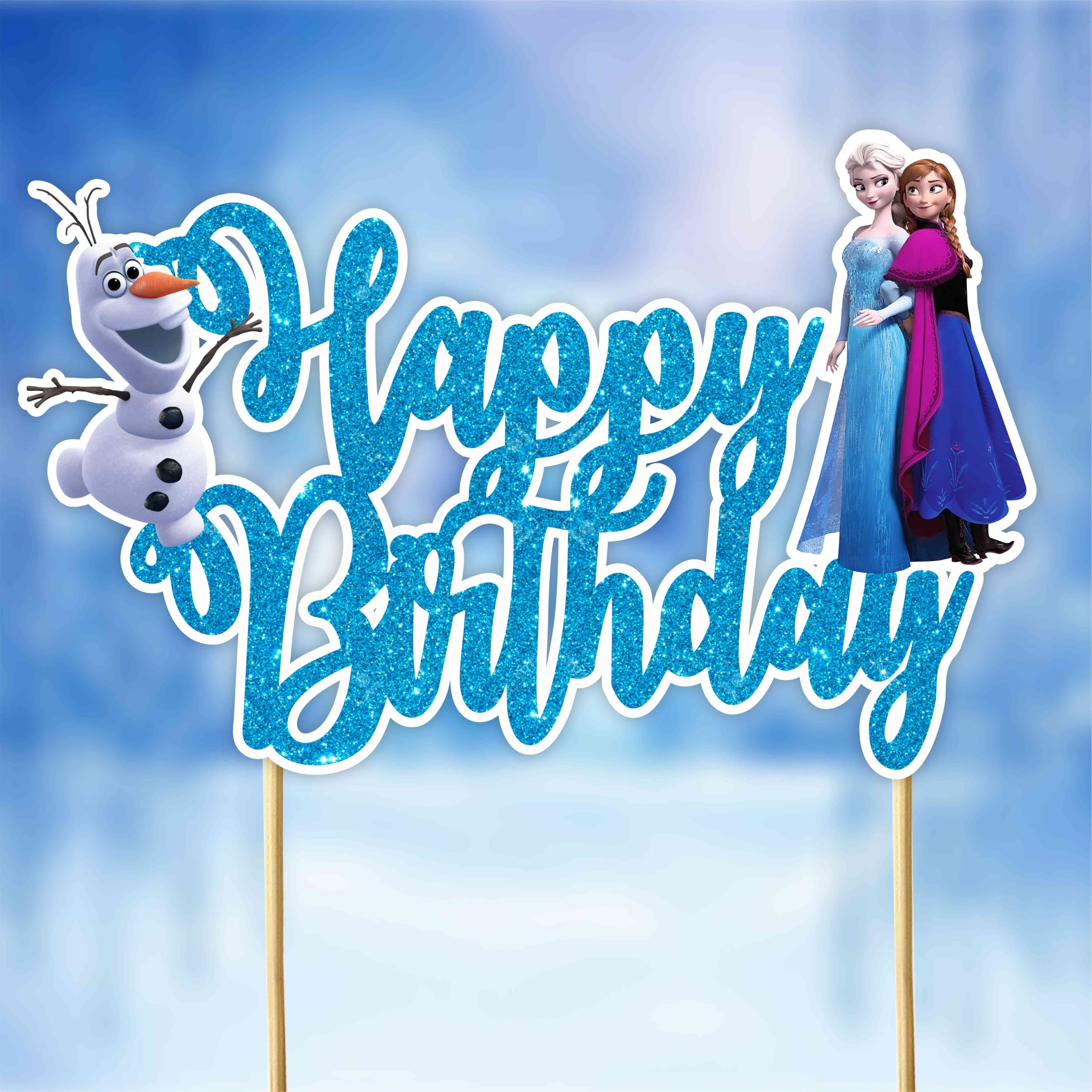 Seyal Frozn Happy Birthday Cake Topper – Frozen-Themed Cake Decoration for Kids' Parties