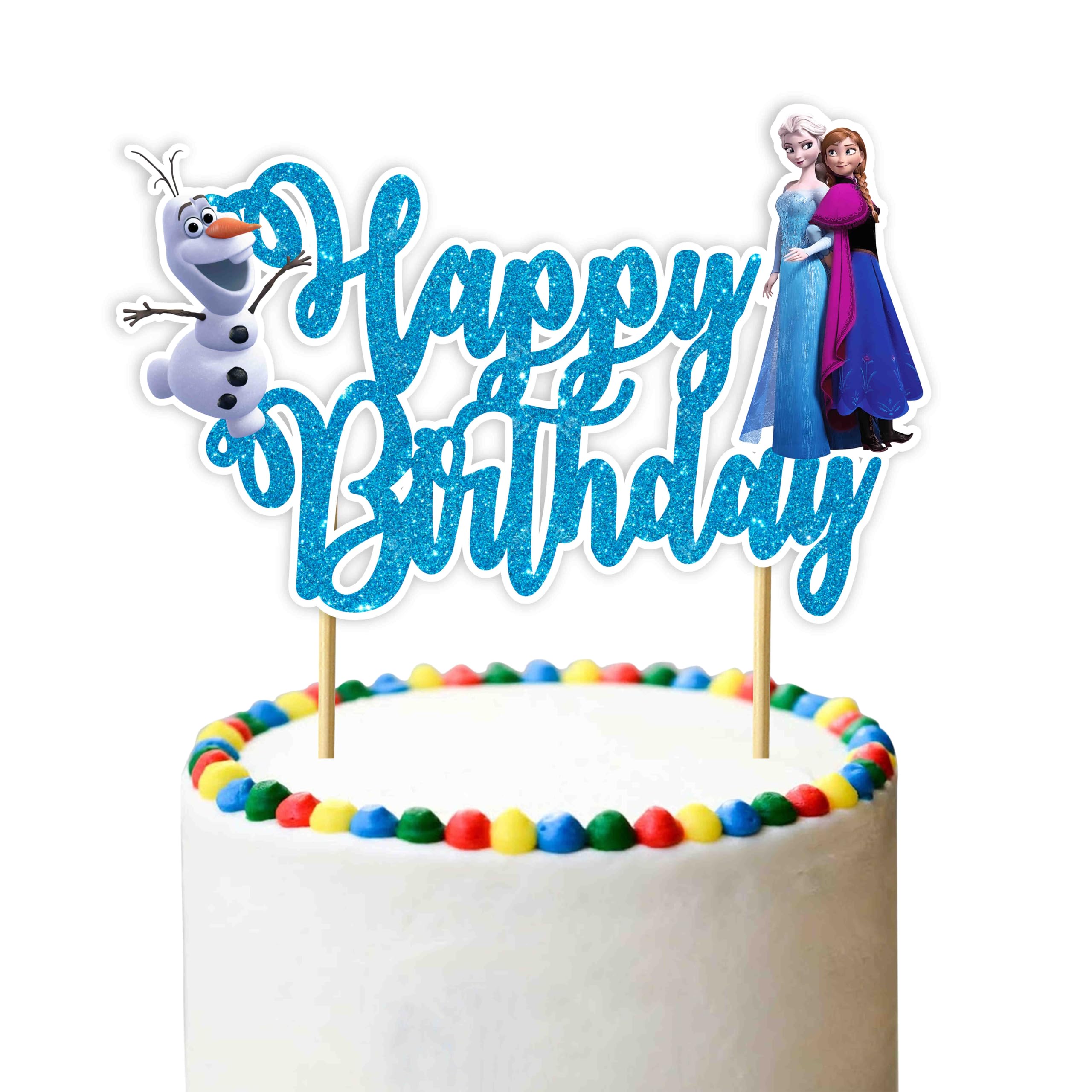 Seyal Frozn Happy Birthday Cake Topper – Frozen-Themed Cake Decoration for Kids' Parties