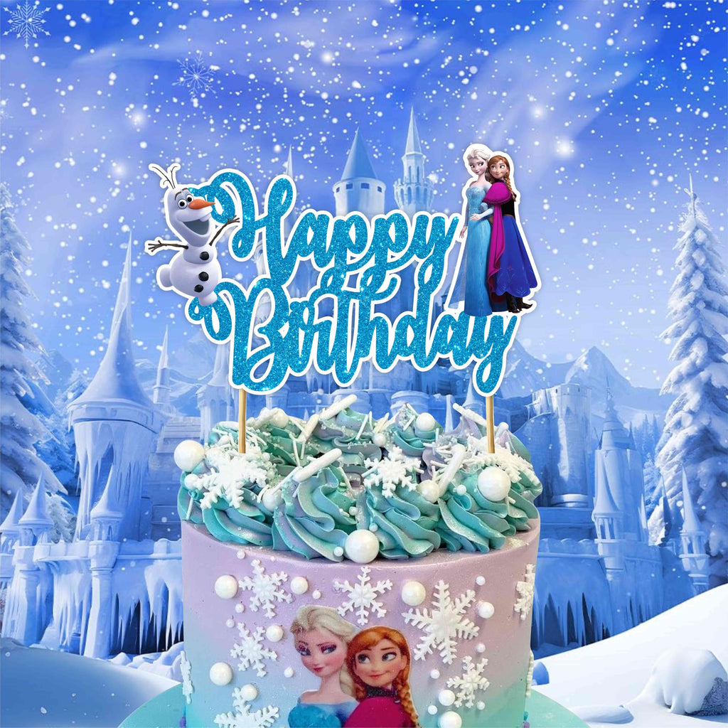 Seyal Frozn Happy Birthday Cake Topper – Frozen-Themed Cake Decoration for Kids' Parties