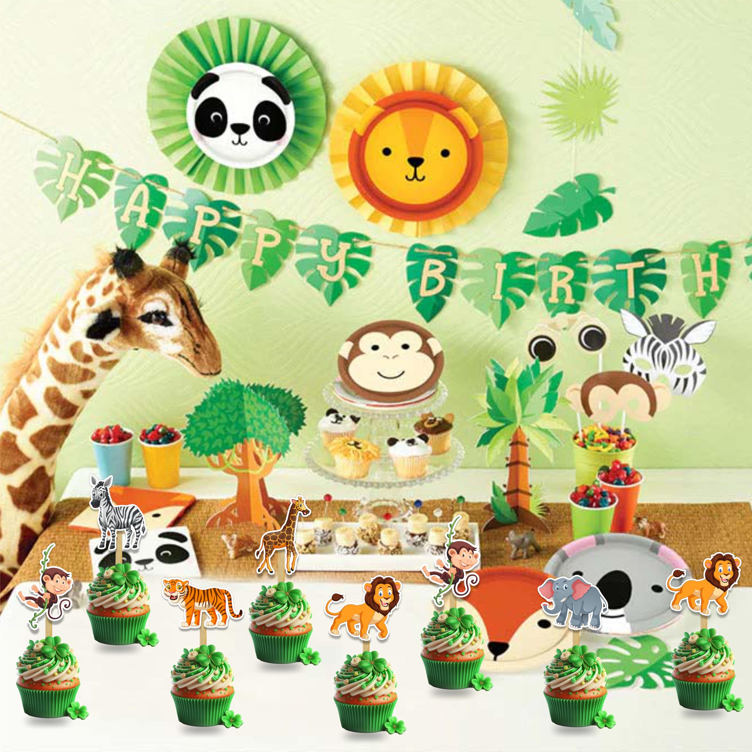 Seyal Jugle Safari Cupcake Topper – Animal-Themed Party Picks for Birthday Cupcakes, Dessert Tables, and Event Styling
