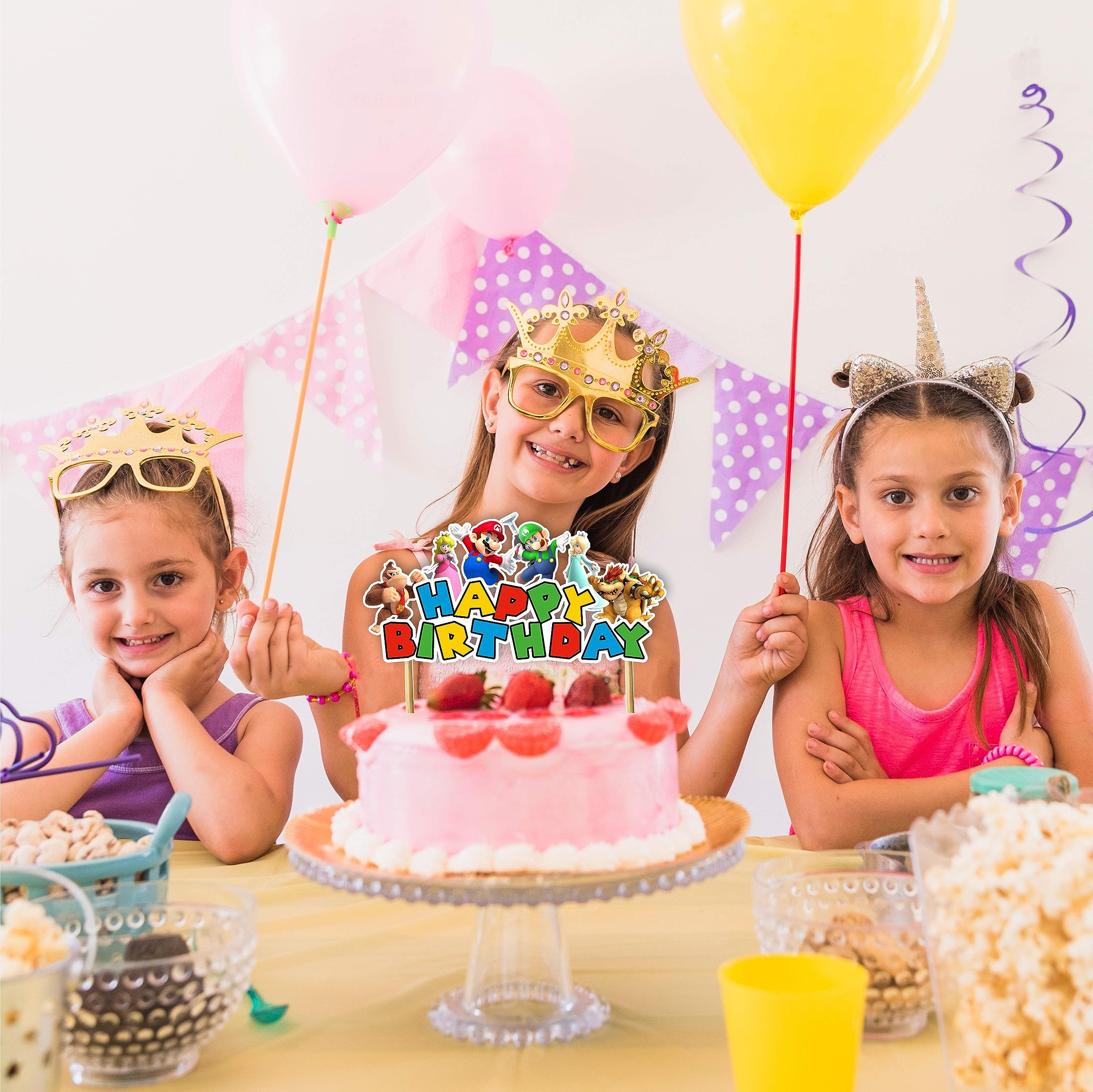 Seyal Vintage Video Game Happy Birthday Cake Topper – Retro Gaming Cake Decor for Parties