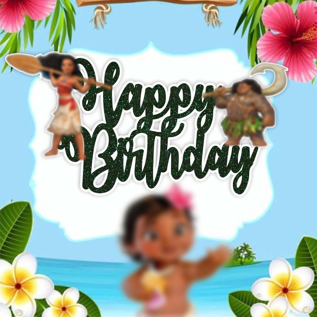 Seyal Mna Happy Birthday Cake Topper – Island Princess Theme | Ocean Adventure Party Decor