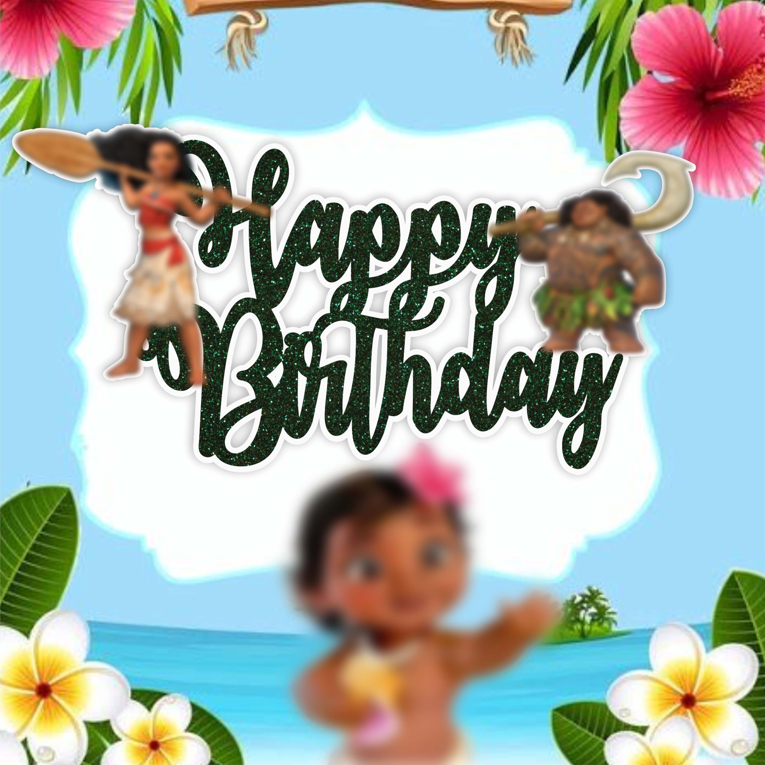 Seyal Mna Happy Birthday Cake Topper – Island Princess Theme | Ocean Adventure Party Decor