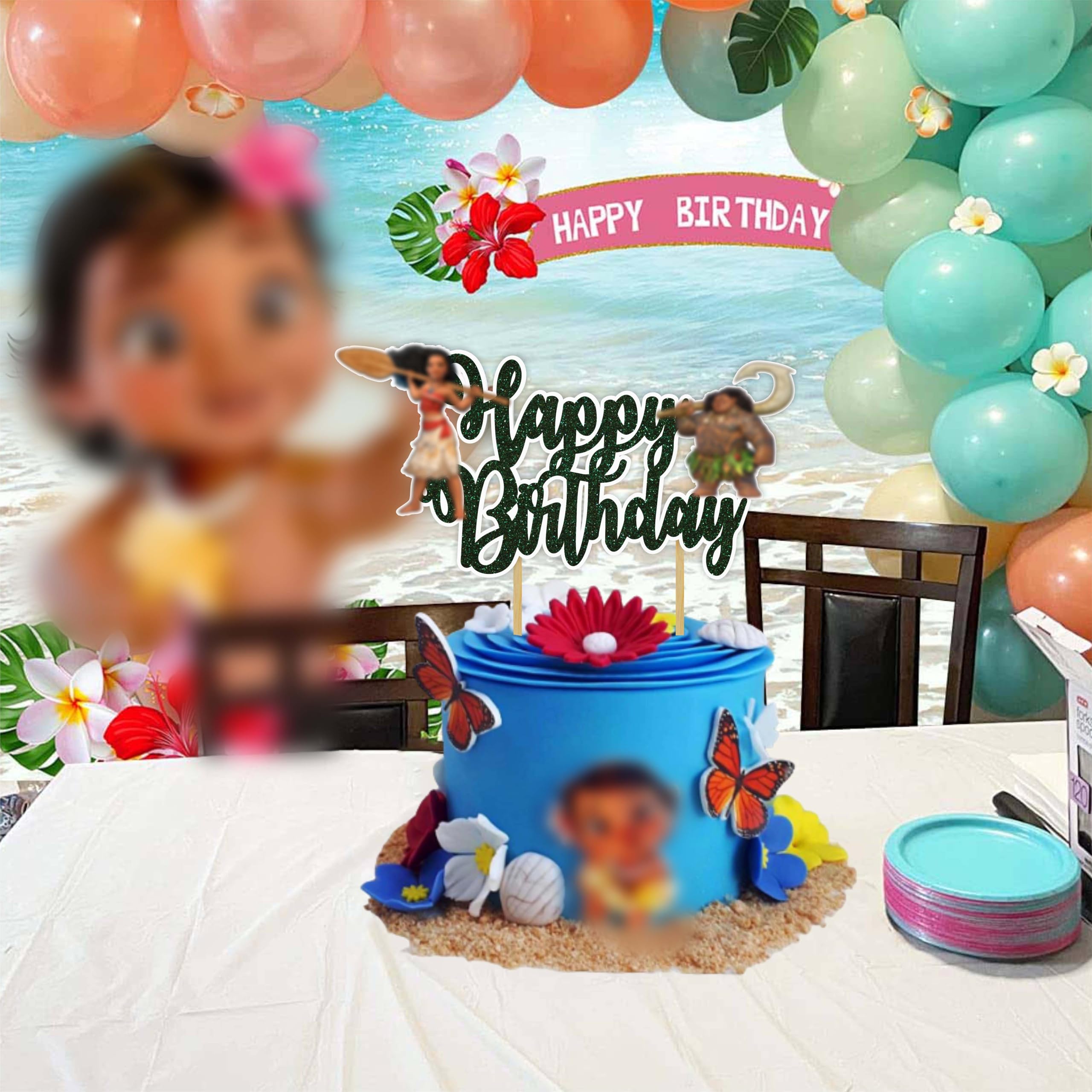 Seyal Mna Happy Birthday Cake Topper – Island Princess Theme | Ocean Adventure Party Decor