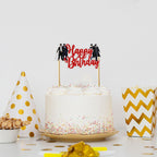 Seyal Peaky Blindrs Happy Birthday Cake Topper - Vintage Gangster Black and Gold