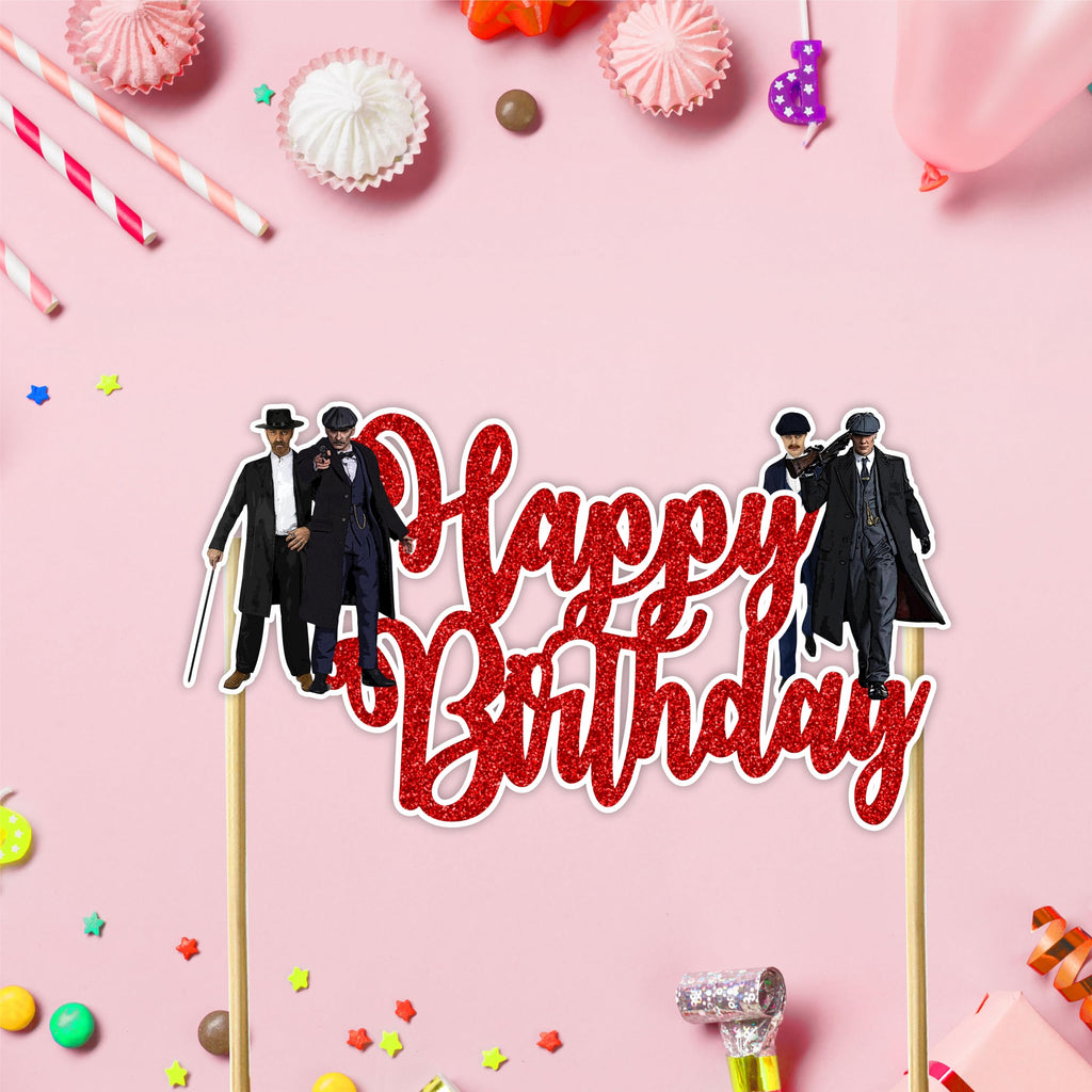 Seyal Peaky Blindrs Happy Birthday Cake Topper - Vintage Gangster Black and Gold