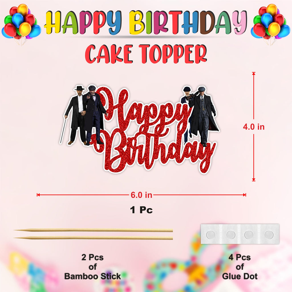 Seyal Peaky Blindrs Happy Birthday Cake Topper - Vintage Gangster Black and Gold