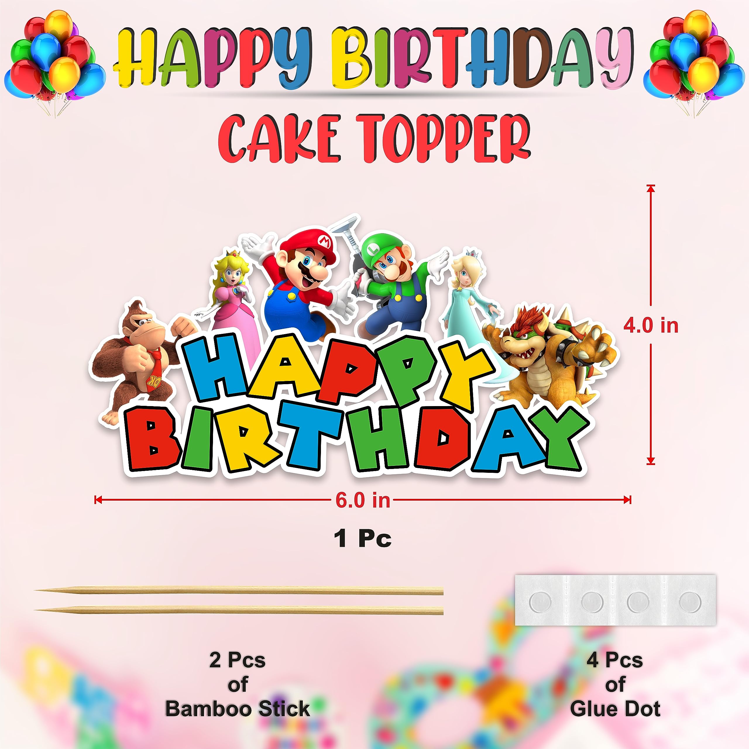 Seyal Vintage Video Game Happy Birthday Cake Topper – Retro Gaming Cake Decor for Parties