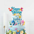 Seyal Bby Shrk Happy Birthday Cake Topper – Cute Shark Theme Decor for Ocean Parties