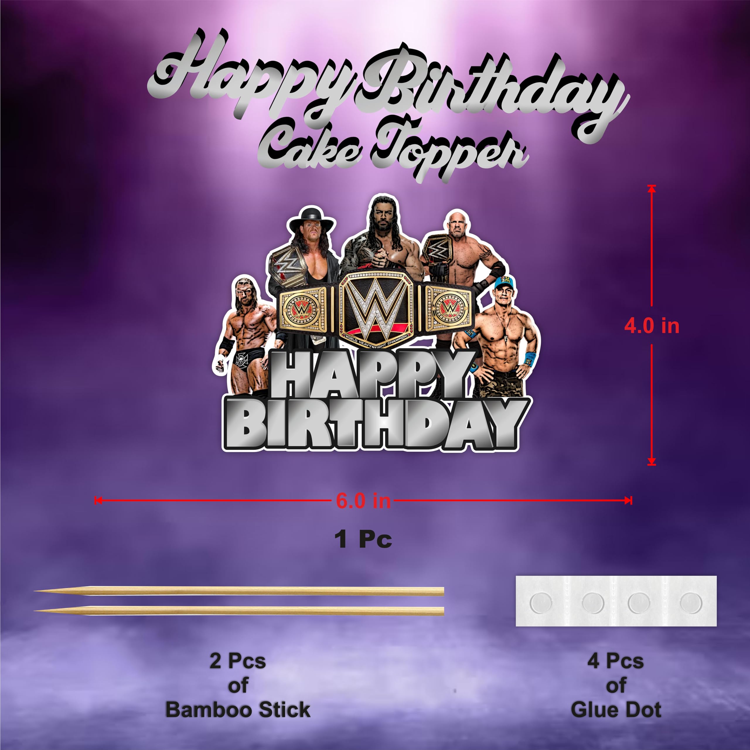 Seyal WWWE Happy Birthday Cake Topper – Wrestling Party Decor for Boys