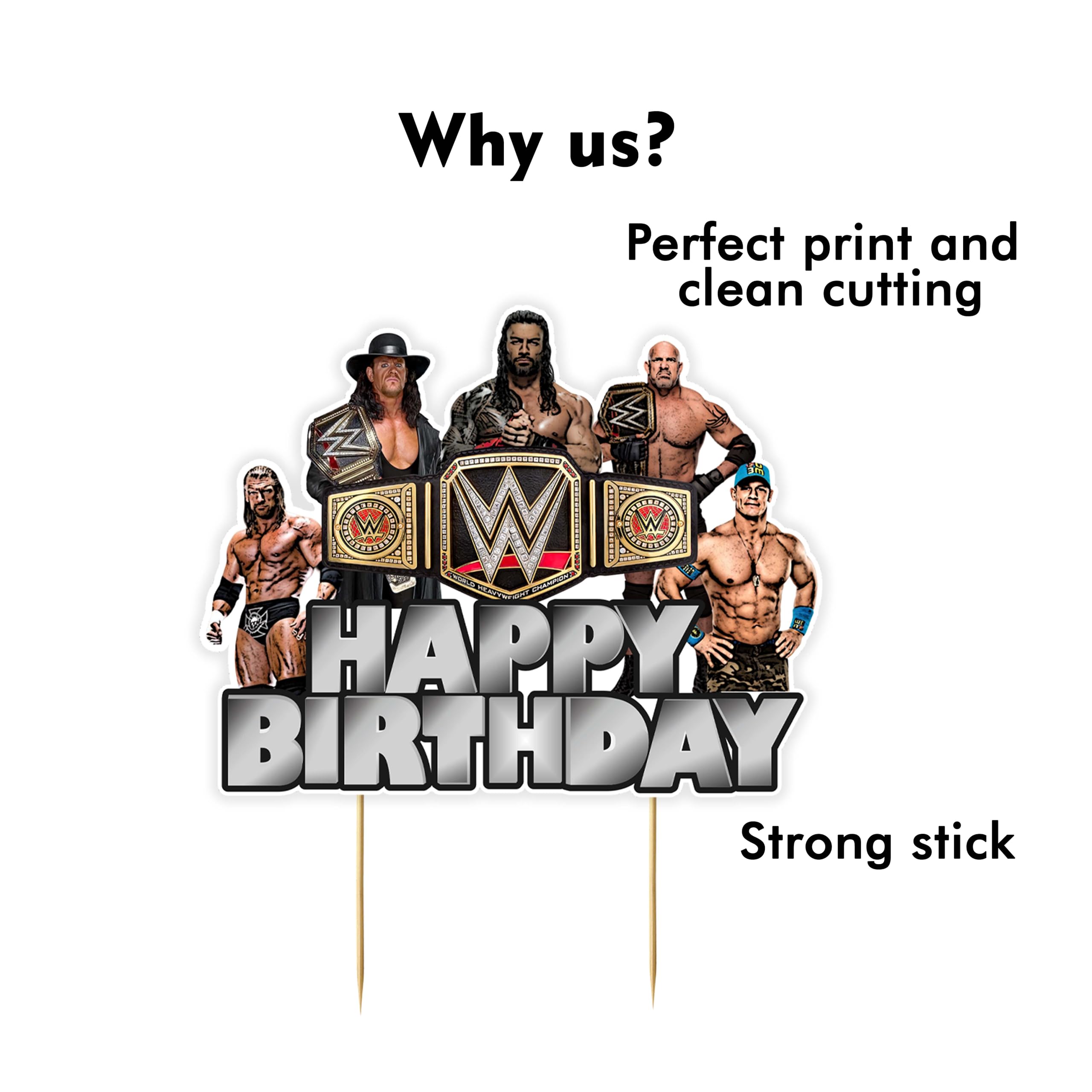 Seyal WWWE Happy Birthday Cake Topper – Wrestling Party Decor for Boys