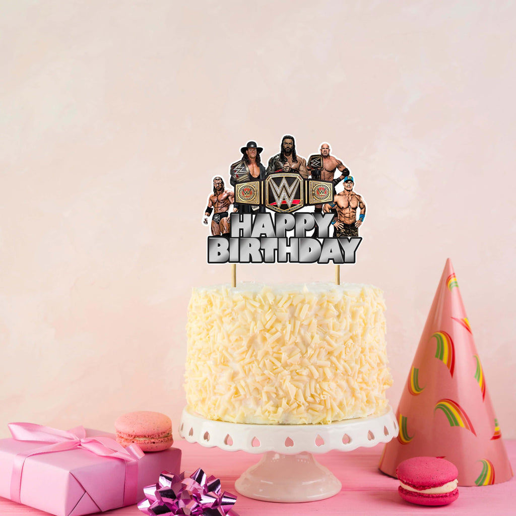 Seyal WWWE Happy Birthday Cake Topper – Wrestling Party Decor for Boys