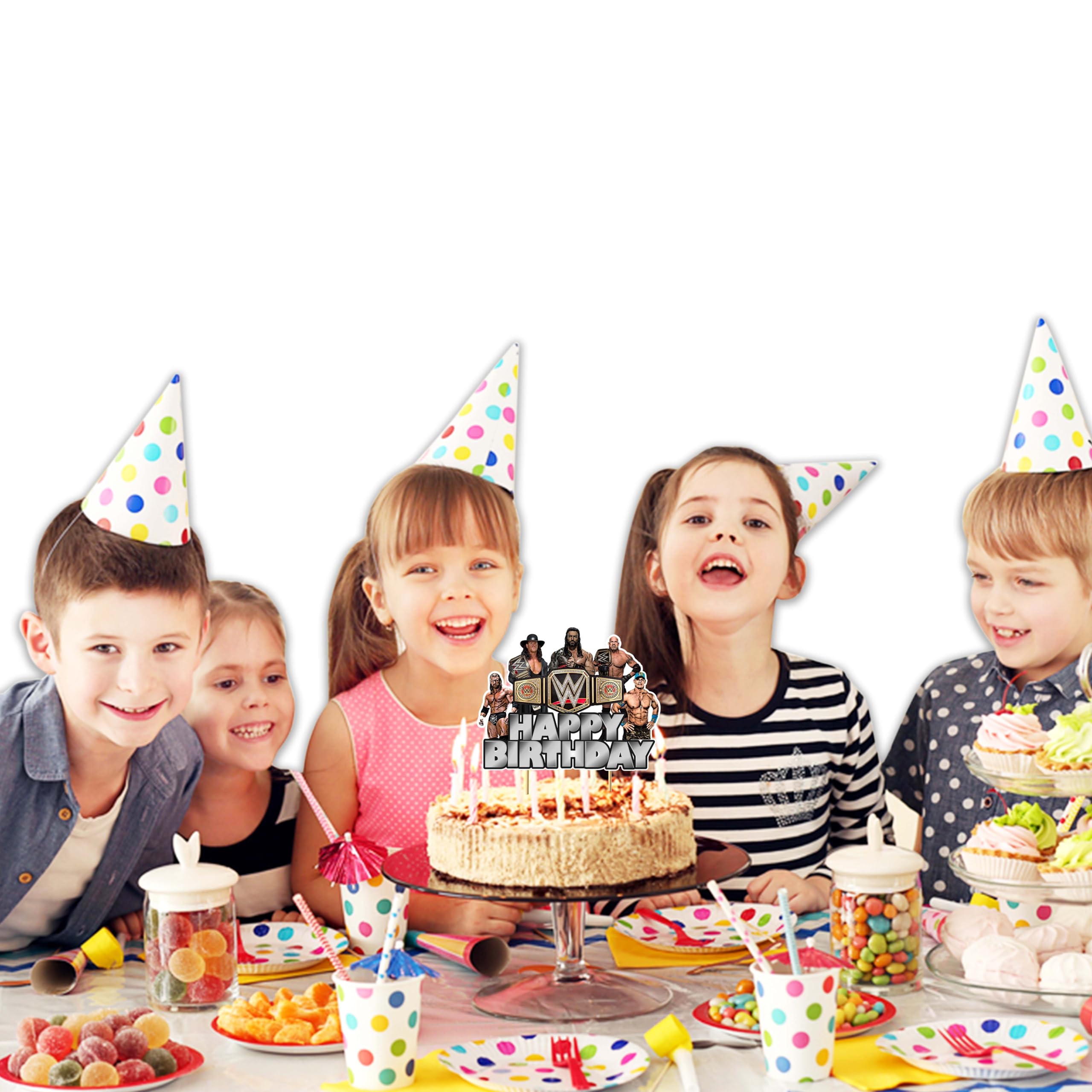 Seyal WWWE Happy Birthday Cake Topper – Wrestling Party Decor for Boys