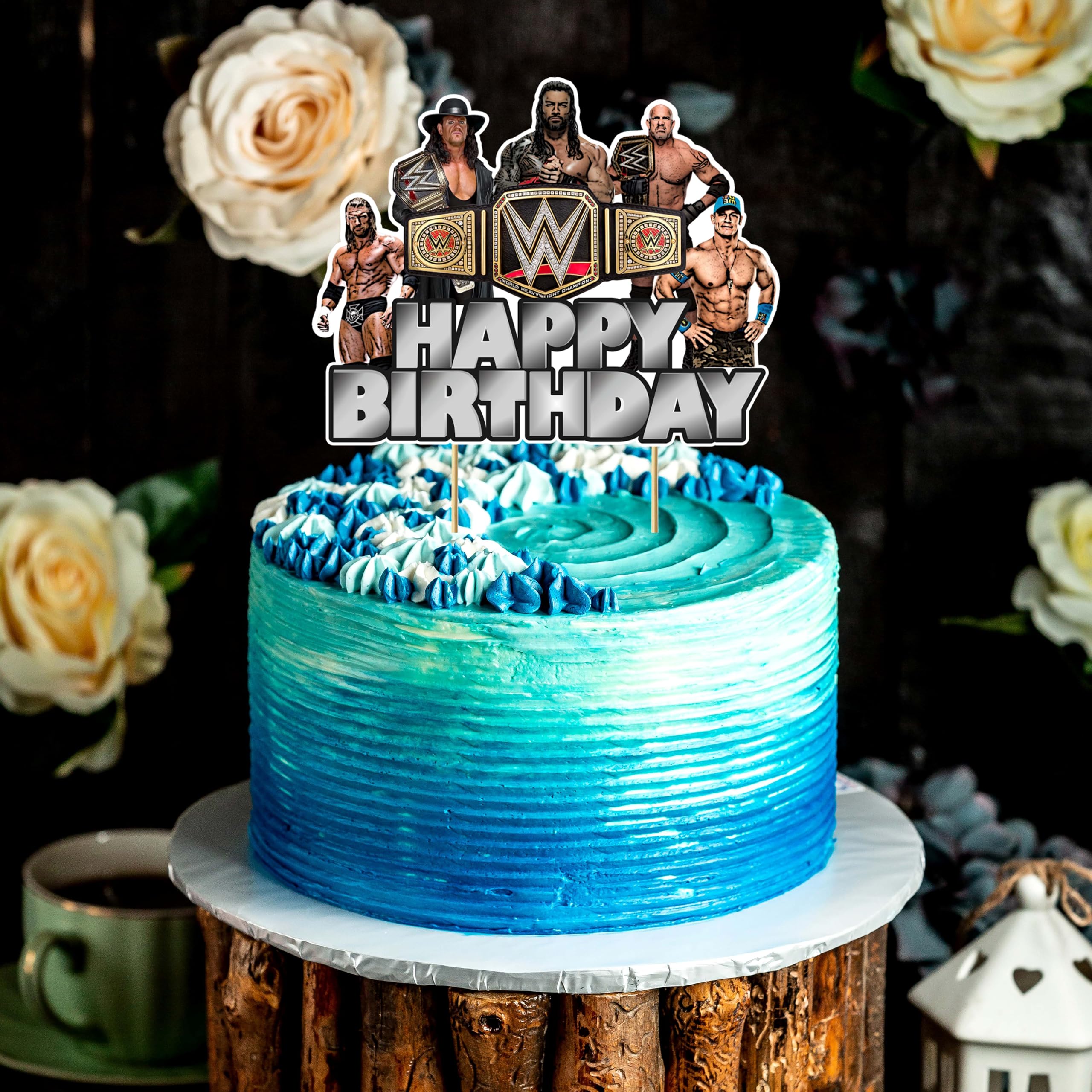 Seyal WWWE Happy Birthday Cake Topper – Wrestling Party Decor for Boys