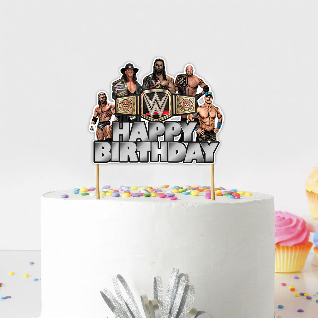 Seyal WWWE Happy Birthday Cake Topper – Wrestling Party Decor for Boys