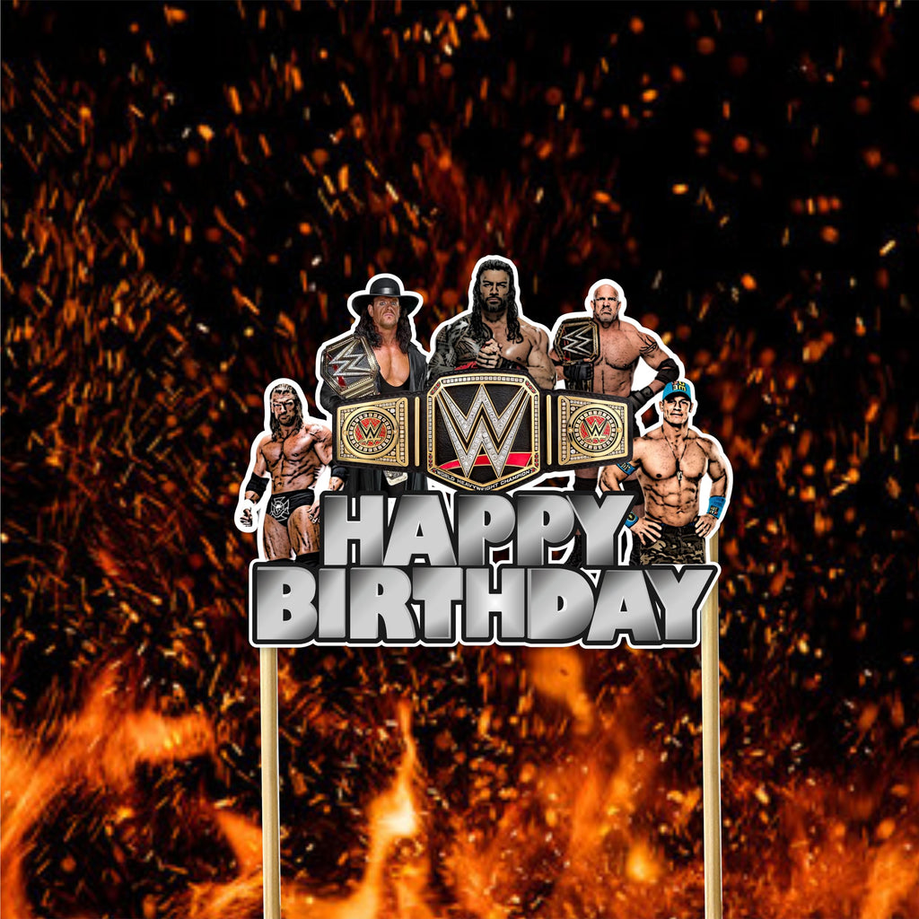 Seyal WWWE Happy Birthday Cake Topper – Wrestling Party Decor for Boys