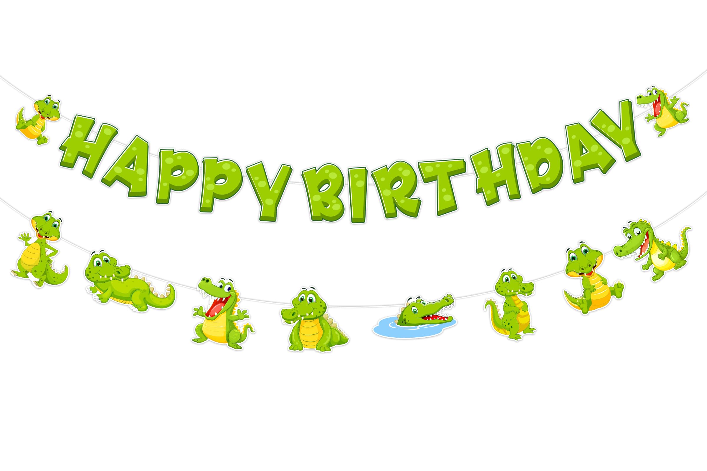 SHADOAMP Alligator Party Decorations – Crocodile Birthday Banner & Garland for Jungle Safari Theme