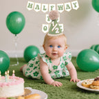 Shanmorine Half Birthday Hat & Pre-Strung Banner – 1/2 Birthday Decorations for Six Months