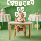 Shanmorine Half Birthday Hat & Pre-Strung Banner – 1/2 Birthday Decorations for Six Months