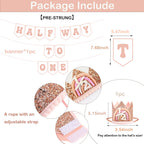 Shanmorine Rose Gold Half Birthday Crown & Half Way to One Banner for Girls | 6 Months BDDecorations