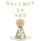 Shanmorine Half Birthday Hat & Pre-Strung Banner – 1/2 Birthday Decorations for Six Months