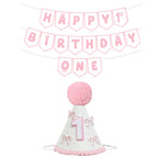 Shanmorine First Birthday Decorations for Girl – Pink Bow Hat & Pre-Stringed ‘HAPPY 1st BIRTHDAY’ Banner