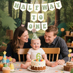 Shanmorine Half Birthday Hat & Pre-Strung Banner – 1/2 Birthday Decorations for Six Months
