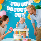 Shanmorine First Birthday Decorations for Boy – Blue Hat & Pre-Strung 1st Birthday Banner