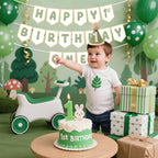 Shanmorine Sage Green 1st Birthday Hat and Pre-Strung Banner