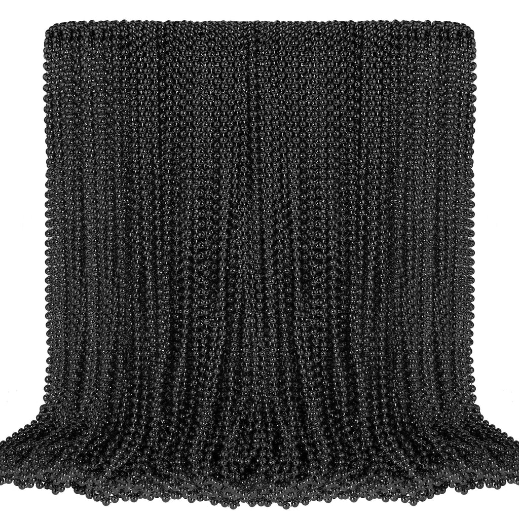 SHAOQINLIN 100 Pcs Black Bead Necklaces – 33in Mardi Gras & Party Beads