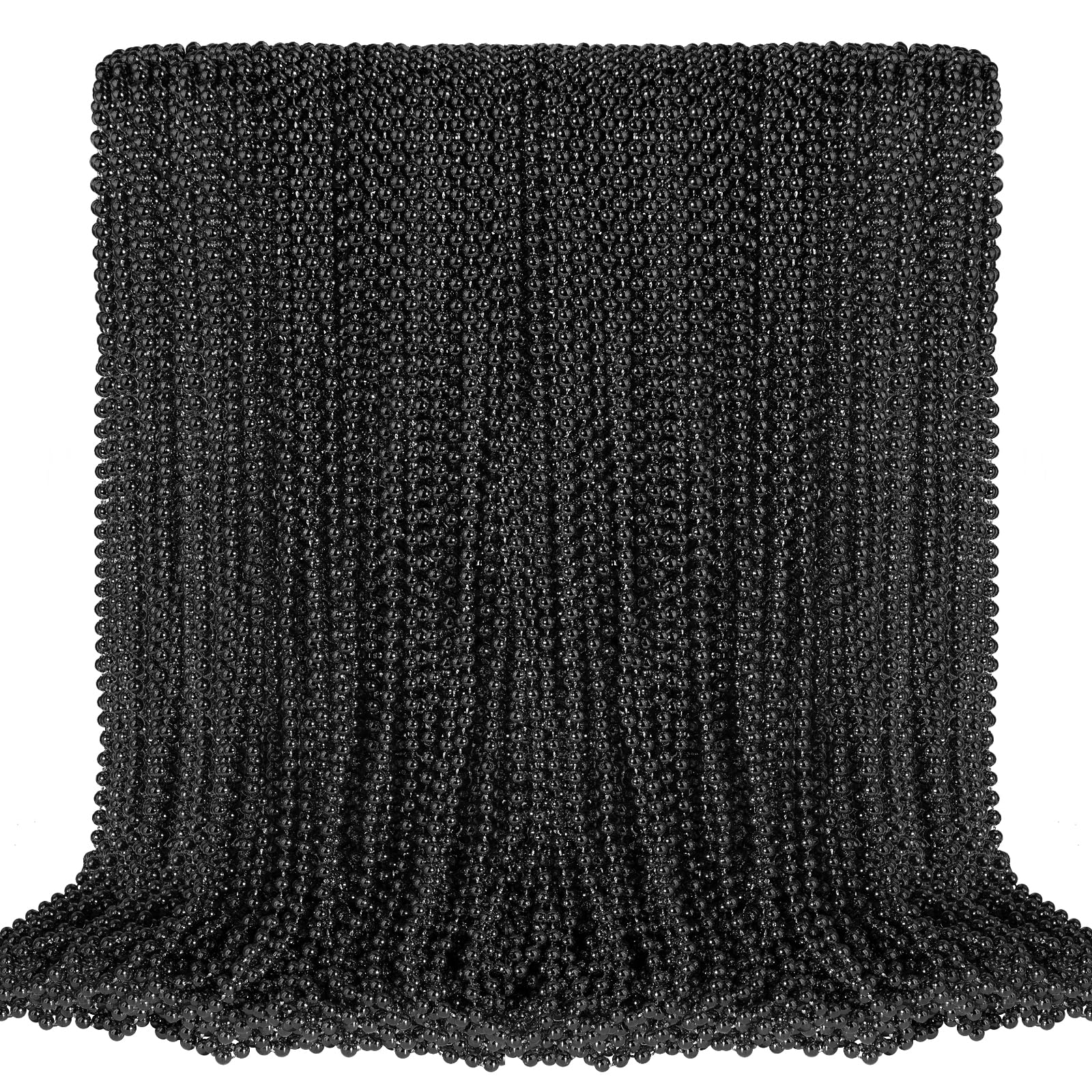 SHAOQINLIN 100 Pcs Black Bead Necklaces – 33in Mardi Gras & Party Beads
