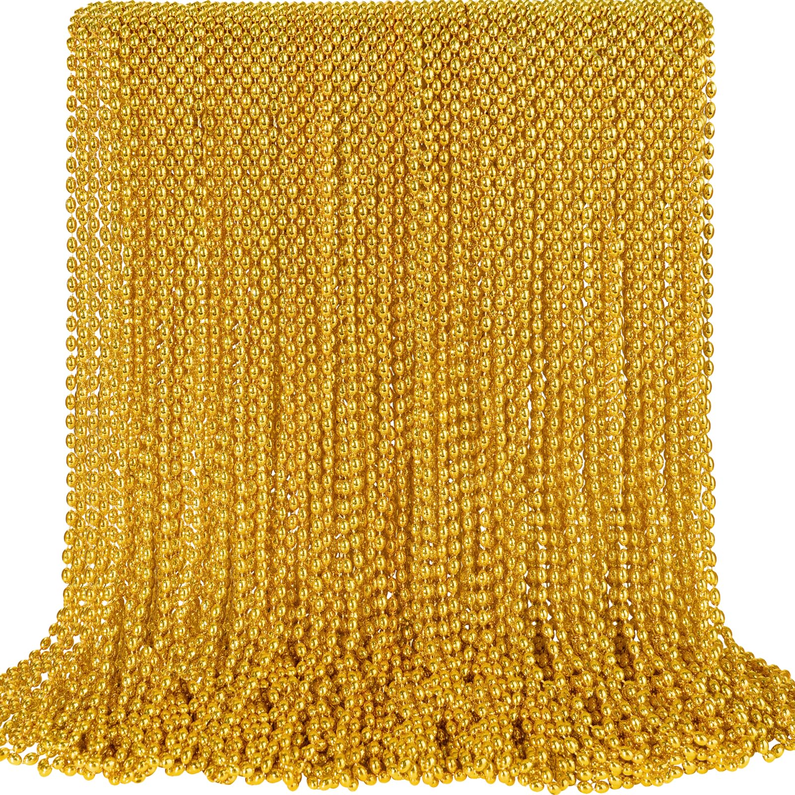 SHAOQINLIN 100 Pcs Gold Bead Necklaces – Mardi Gras & Party Beads, 30.5 Inch Length