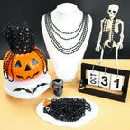 SHAOQINLIN 100 Pcs Black Bead Necklace – 30.5 inch Oval Beads for Mardi Gras, Halloween & Party Favors
