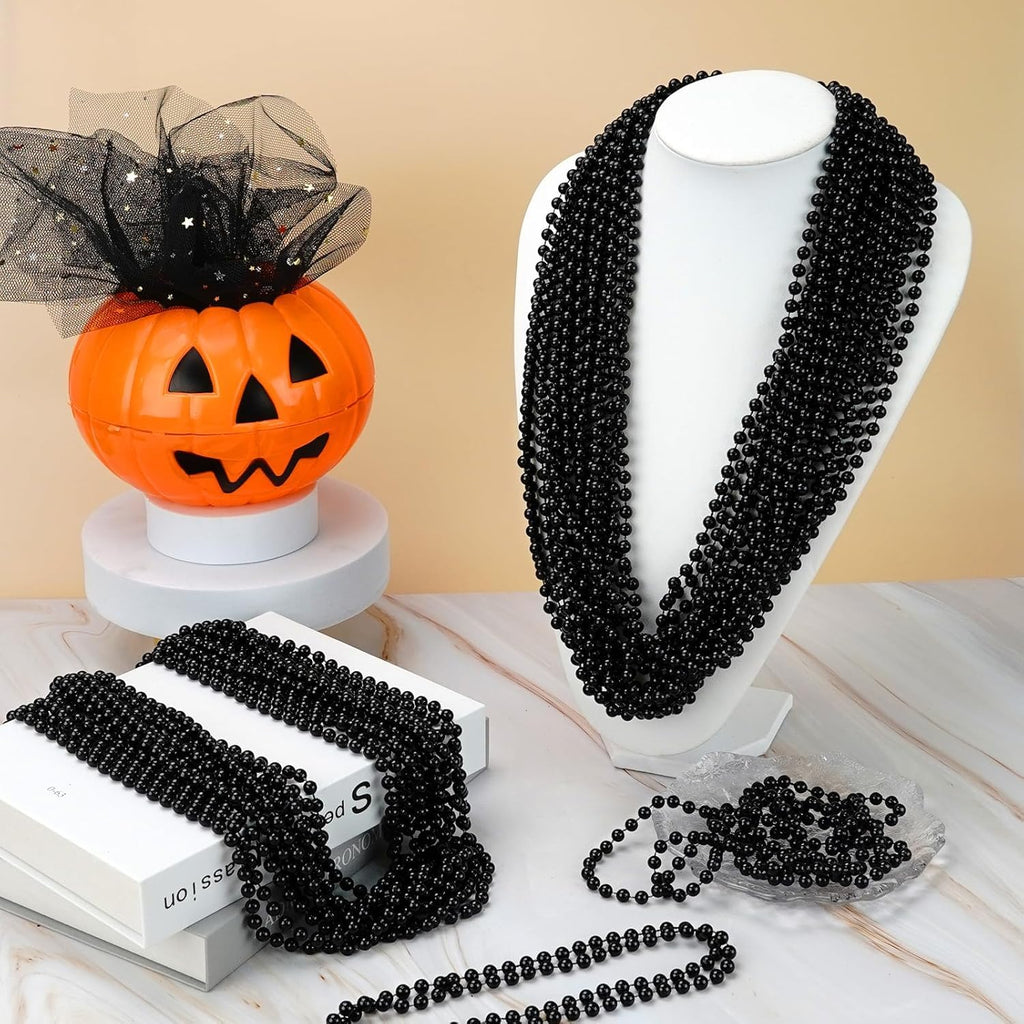SHAOQINLIN 144 PCS Black Bead Necklaces – 33 Inch Mardi Gras & Party Beads