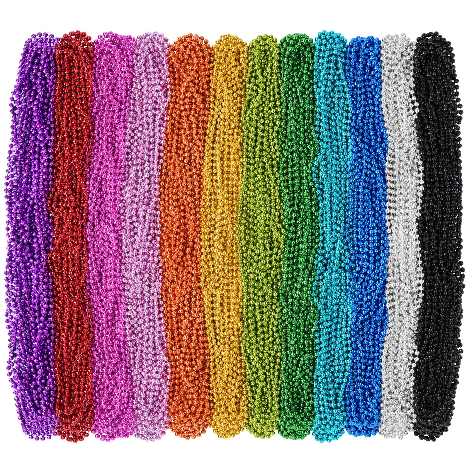 SHAOQINLIN 144 PCS Mardi Gras Beads Necklaces – 33-inch Colorful Party Beads in 12 Colors
