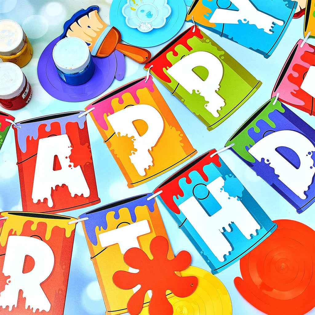 Shappy 25-Piece Art Painting Party Decorations – Birthday Banner, Cards & Hanging Swirls