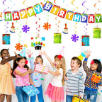Shappy 25-Piece Art Painting Party Decorations – Birthday Banner, Cards & Hanging Swirls