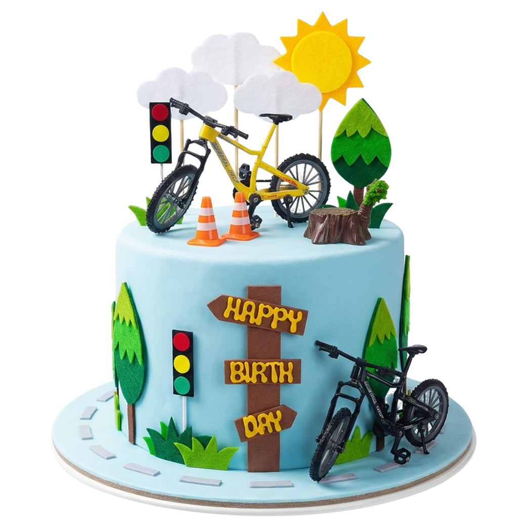 SHE SAID OKURRR 17Pcs Bicycle Cake Toppers – Bike Themed Birthday Party Decorations