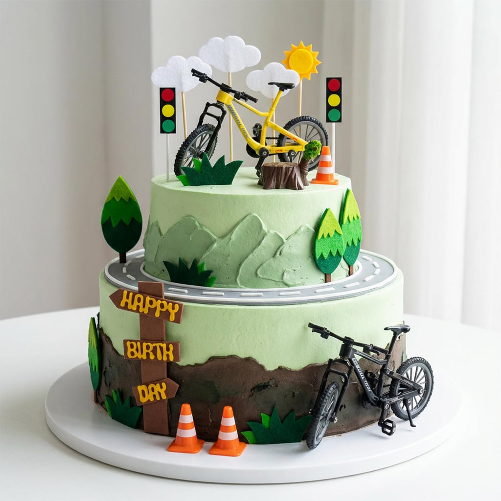 SHE SAID OKURRR 17Pcs Bicycle Cake Toppers – Bike Themed Birthday Party Decorations