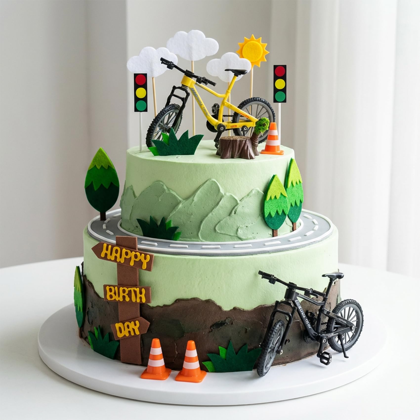 SHE SAID OKURRR 17Pcs Bicycle Cake Toppers – Bike Themed Birthday Party Decorations