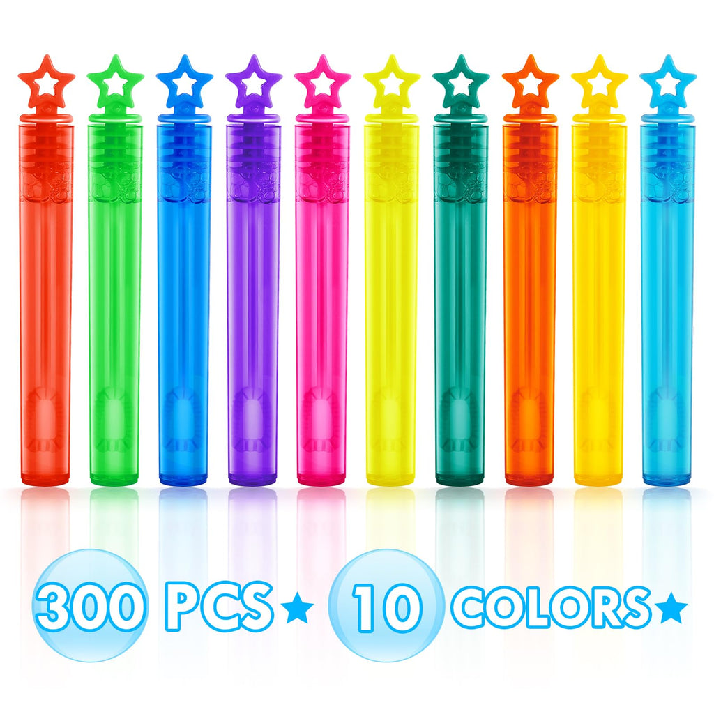 Shemira Bubble Wand Bulk – 300 Mini Neon Bubble Wands in 10 Colors | Party Favors