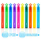 Shemira Bubble Wand Bulk – 300 Mini Neon Bubble Wands in 10 Colors | Party Favors