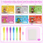 Shemira 24-Pack Valentines Day Cards for Kids with Invisible Ink Pens – Detective Theme Classroom Exchange & Party Favors